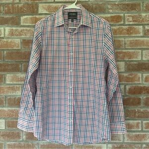 Bonobos Tailored Slim Fit Button Down Shirt Wrinkle Free Men’s 15.5 34 Pink Blue